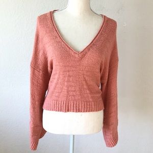 FOREVER 21 PEACH WIDE SLEEVED PINK KNIT SWEATER S